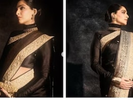 सोनम कपूर ने फ्लॉन्ट किया बेबी बंप, काली बनारसी साड़ी और टर्टल नेक ब्लाउज में दिखा ग्लैमरस अंदाज