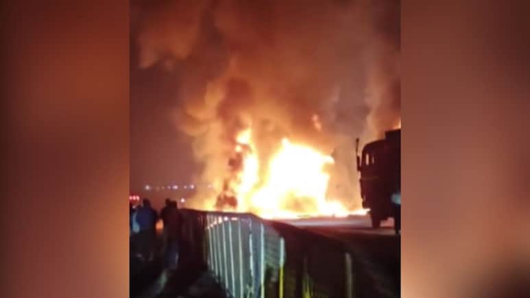 5 Dead As Bus Goes Up In Flames After Collision With Truck In Karnataka