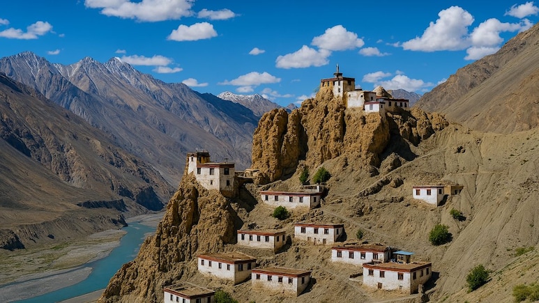 This Indian Village Has A 1,000-Year-Old Monastery Hanging Off A Cliff. Here's How To Reach There