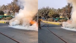 Video: BMW Car Bursts Into Flames In Noida, Driver Has Narrow Escape