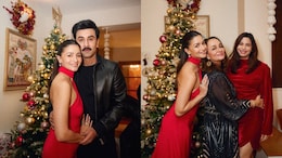 Alia Bhatt Stuns In A Rs 28,000 Red Saree Dress At Christmas Celebration With Family