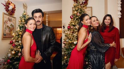 alia christmas dress Bhatt Stuns In A Rs 28,000 Red Saree At Celebration With Family VENDOR COLOR-ALMOND