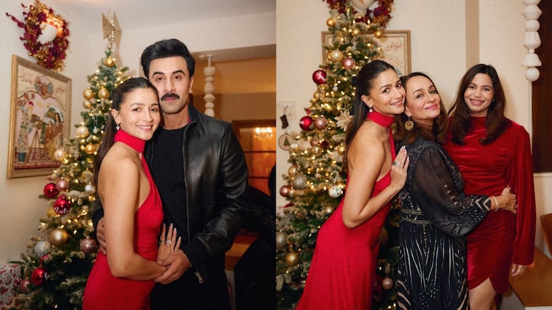 Alia Bhatt Stuns In A Rs 28,000 Red Saree Dress At Christmas Celebration With Family