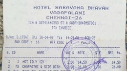 Saravana Bhavan Bill From 2009 Goes Viral: Three Items Cost Just Rs 50