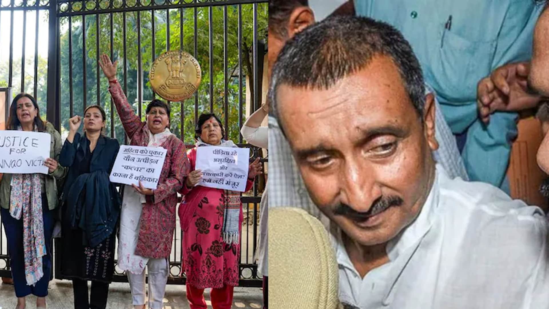 Protest Outside Delhi High Court After Kuldeep Sengar Gets Bail In Unnao Case