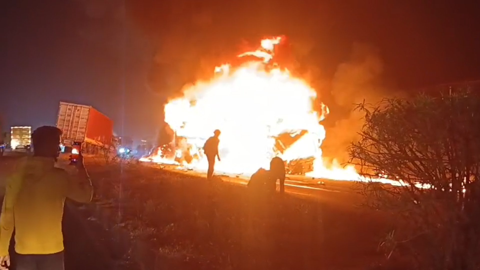 10 Dead, Many Missing As Bus Goes Up In Flames After Collision With Truck