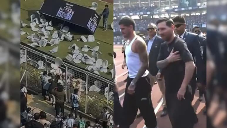 VIDEO: मेस्सीच्या चाहत्यांचा तुफान राडा!  मैदानात घुसले, बाटल्या अन् खुर्च्या फेकत गोंधळ; कारण काय?