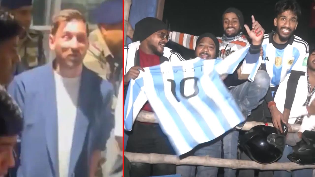 Messi Arrives In Kolkata For GOAT Tour, Thousands Welcome Him At Airport