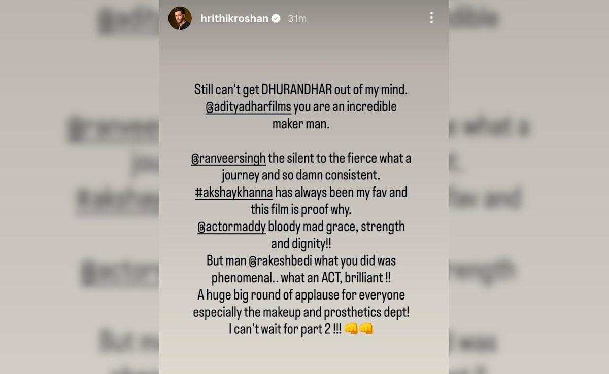 Hrithiks second post on Dhurandhar Hrithiks second post on Dhurandhar