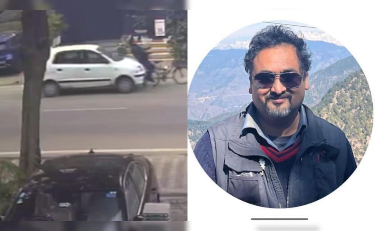 CCTV Shows Santro Running Over Businessman Cycling In Posh Gurugram Colony