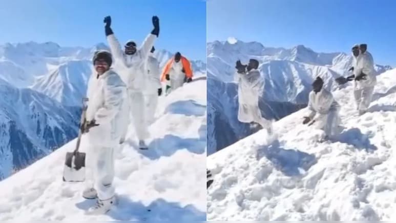 जाड़ों की जंग में 'स्नो क्रिकेट', बर्फीले मोर्चे पर फावड़े से क्रिकेट खेलते सेना के जवानों का वीडियो वायरल