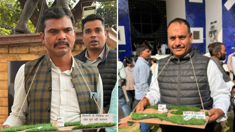 Tableaus Around Neck, Madhya Pradesh MLAs Call Attention To Farmer Distress