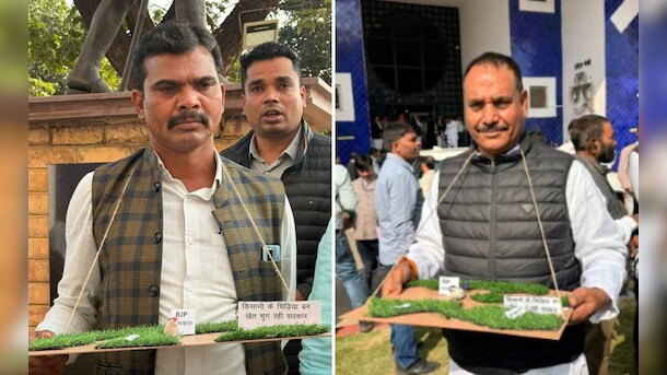 Tableaus Around Neck, Madhya Pradesh MLAs Call Attention To Farmer Distress