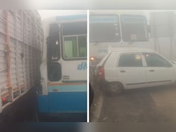 Video: Buses, Cars Damaged In Vehicle Pile-Ups In Haryana Amid Dense Fog