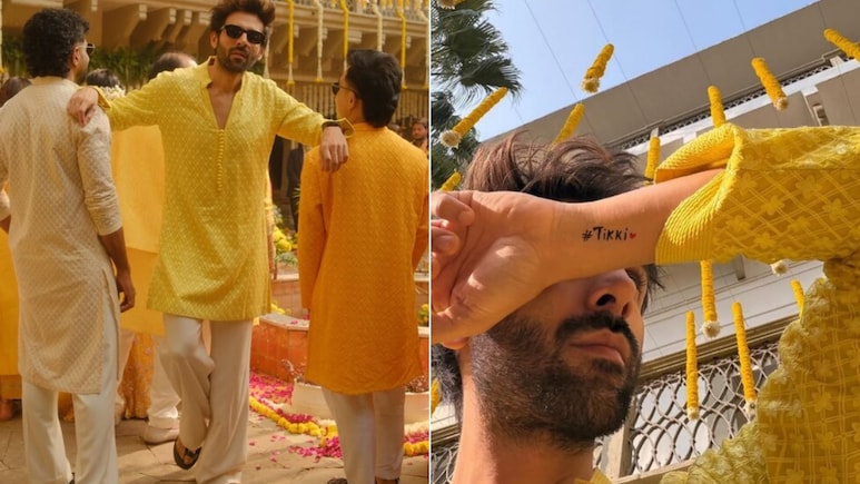 कार्तिक आर्यन ने की बहन की हल्दी सेरेमनी की तस्वीरें और वीडियो, अपने हाथ में इस नाम को किया फ्लॉन्ट
