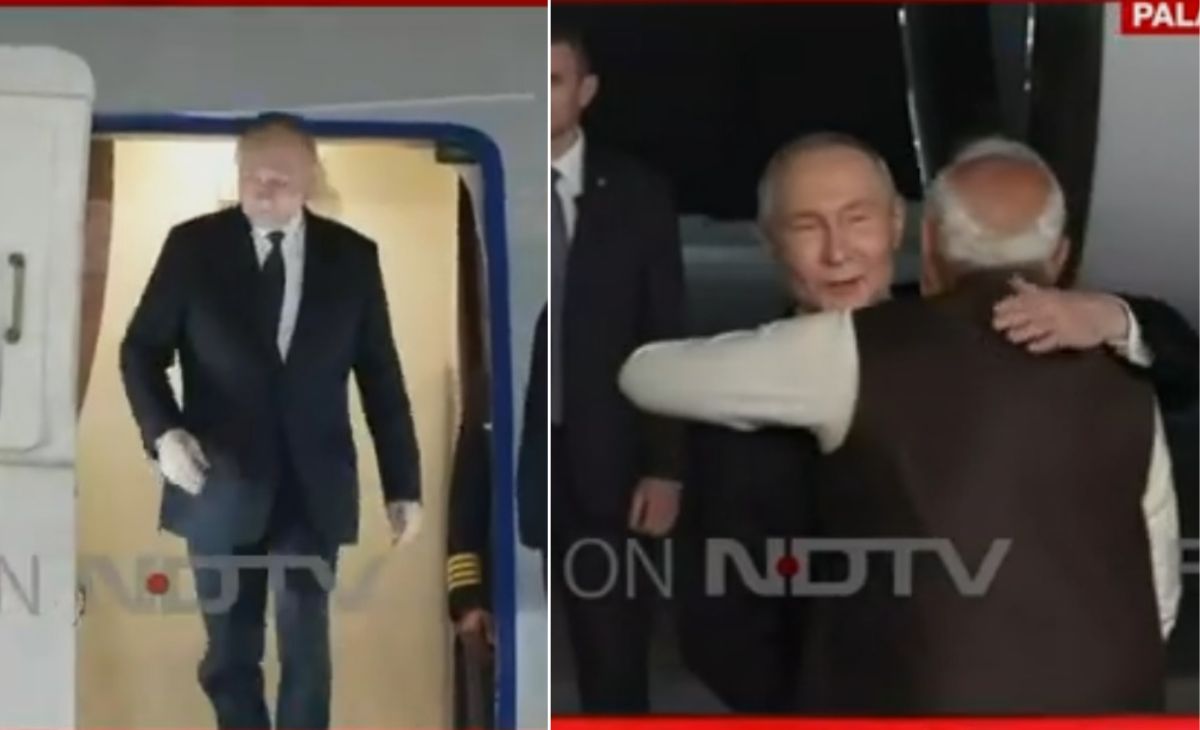 हाथ मिलाया, गले मिले, फिर एक ही कार से निकले... पालम एयरपोर्ट पर पुतिन-मोदी मुलाकात की 10 तस्वीरें