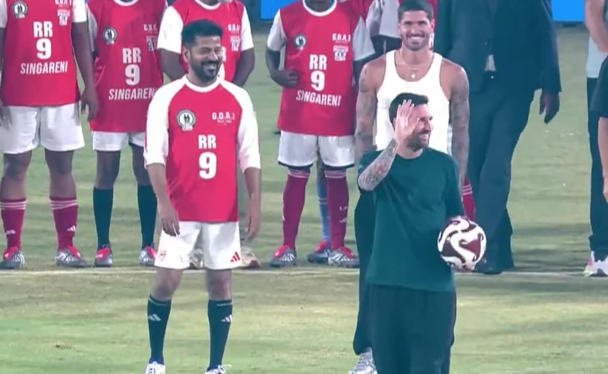 Lionel Messi Plays Football With Telangana CM Revanth Reddy, Video Goes Viral