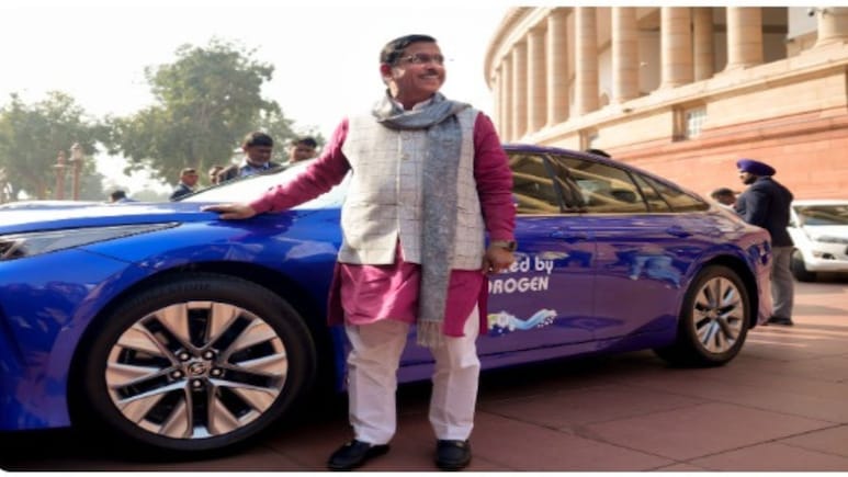 Union Minister Pralhad Joshi Reaches Parliament In Hydrogen-Powered Toyota Mirai