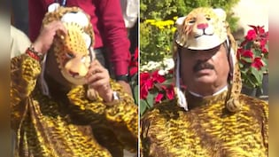 सिर से पांव तक तेंदुए का गेटअप, आखिर ऐसी वेश-भूषा बनाकर विधानसभा क्यों पहुंचे विधायक? Video