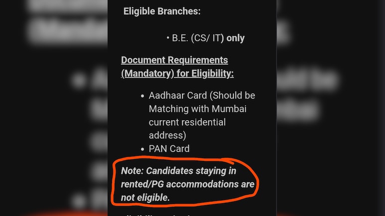 Mumbai Company's Job Ad Bars Candidates Living In PGs Or Rented Flats, Triggers Backlash