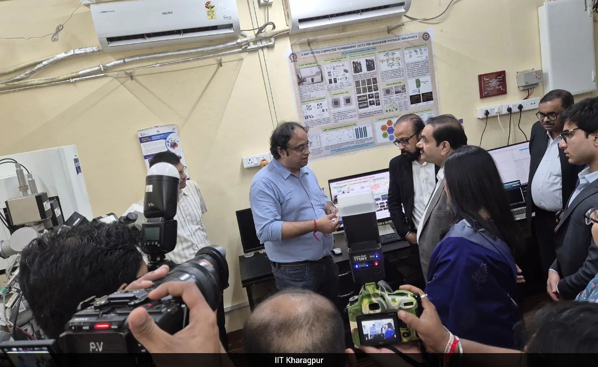 Gautam Adani visits the computer forensics lab of Prof Debdeep Mukhopadhyay at IIT, Kharagpur Gautam Adani visits the computer forensics lab of Prof Debdeep Mukhopadhyay at IIT, Kharagpur