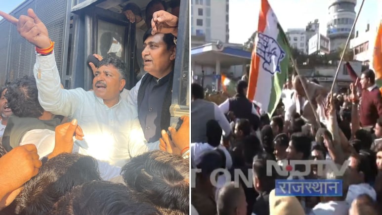 जयपुर में कांग्रेस का हल्ला बोल, डोटासरा-जूली समेत 100 कांग्रेसी नेता हिरासत में; कई को आईं हल्की चोंटे