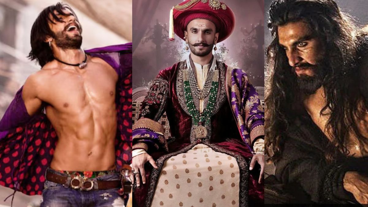 Ranveer Singh in Ram Leela (L), Bajirao Mastani (M) and Padmaavat (R) Ranveer Singh in Ram Leela (L), Bajirao Mastani (M) and Padmaavat (R)