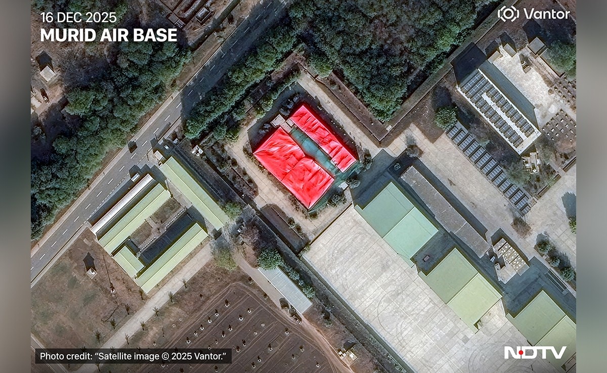 Giant Red Tarpaulin Covers Building Which Air Force Struck In Murid During Op Sindoor