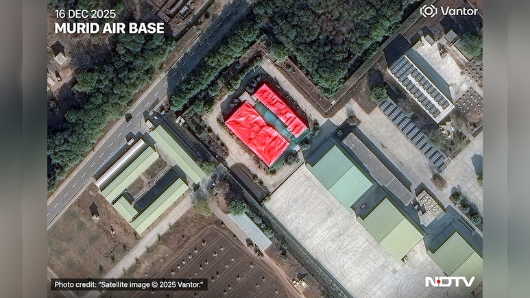 Giant Red Tarpaulin Covers Building Which Air Force Struck In Murid During Op Sindoor