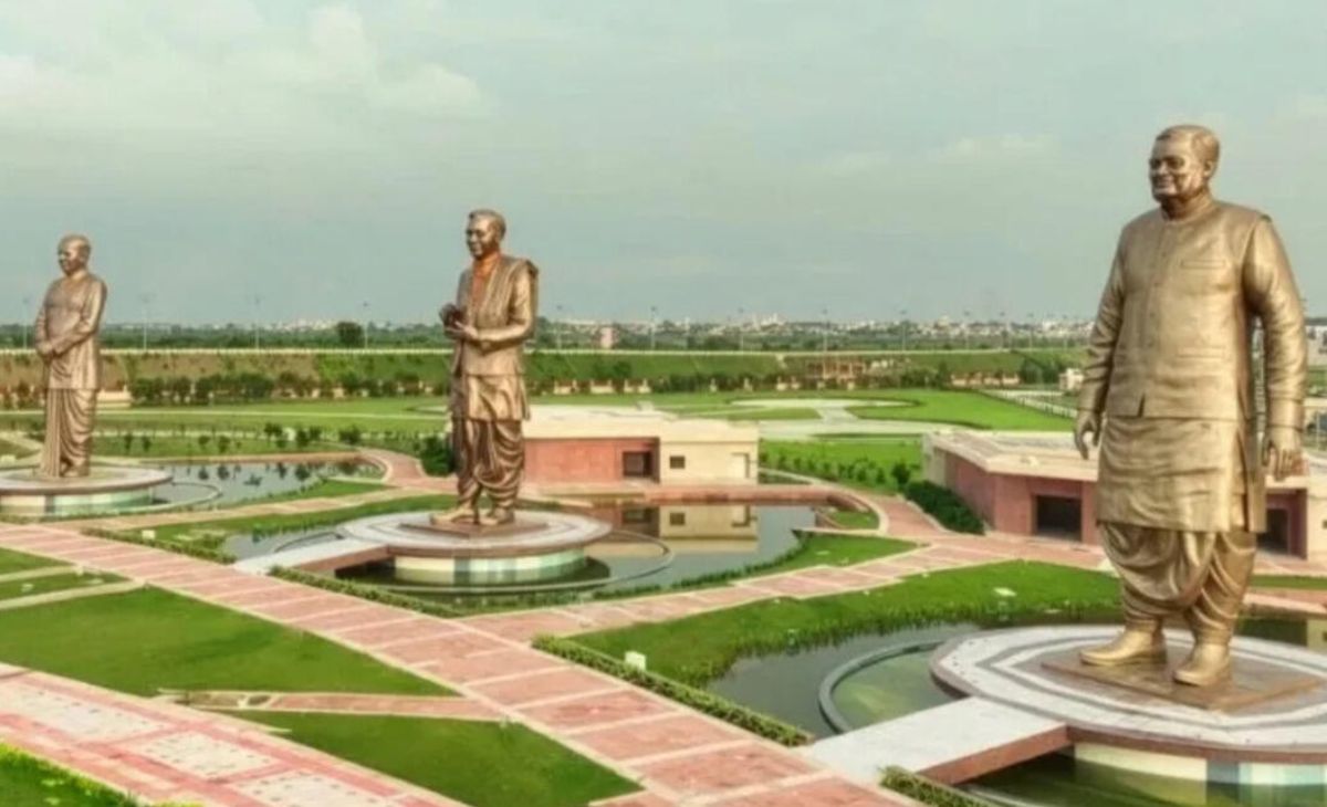 BJP, जनसंघ के 3 शिखर पुरुष, 65 फीट ऊंची कांसे की प्रतिमा, जानें कितना भव्य है लखनऊ का राष्ट्र प्रेरणा स्थल