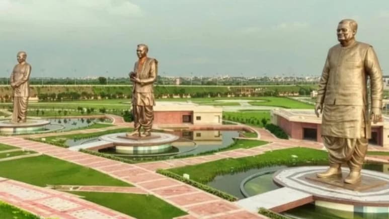 BJP, जनसंघ के 3 शिखर पुरुष, 65 फीट ऊंची कांसे की प्रतिमा, जानें कितना भव्य है लखनऊ का राष्ट्र प्रेरणा स्थल