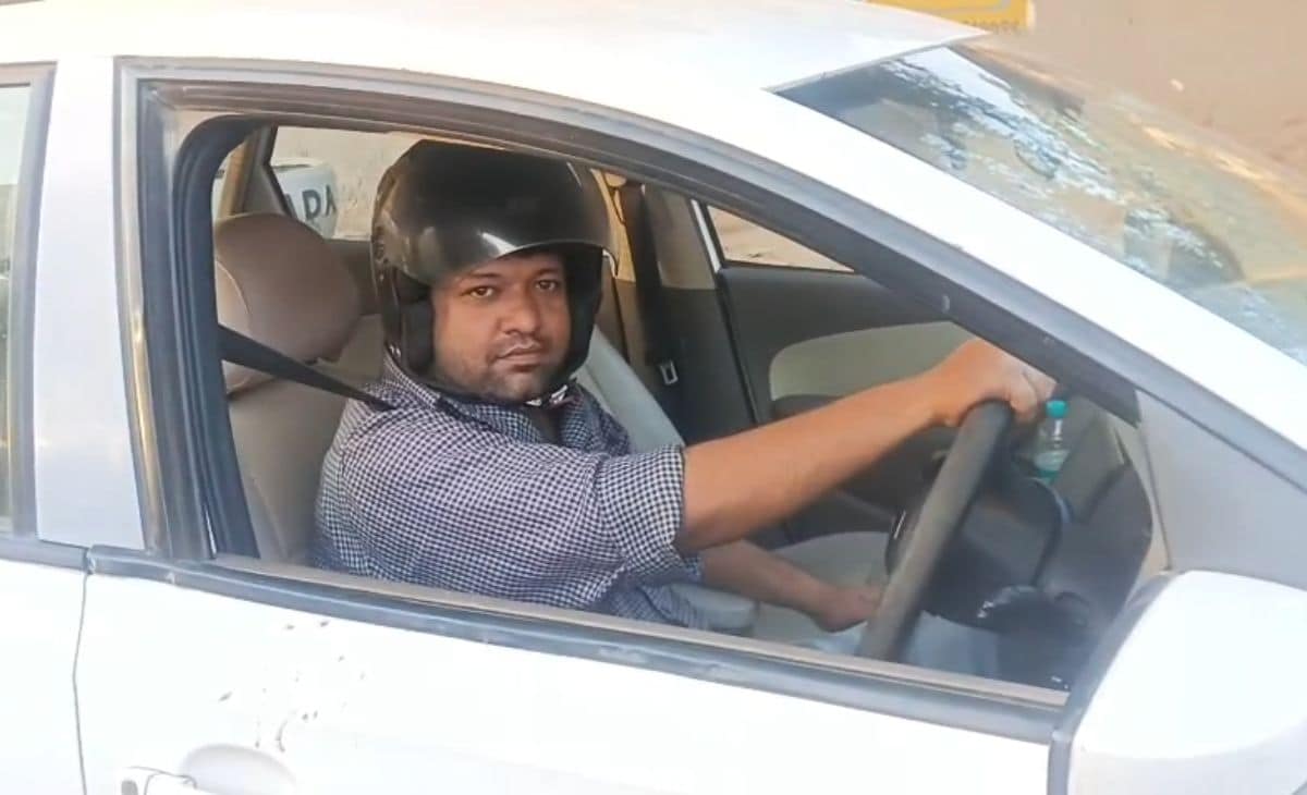 Man in Agra Wears Helmet While Driving Car After Receiving Unusual Traffic Fine
