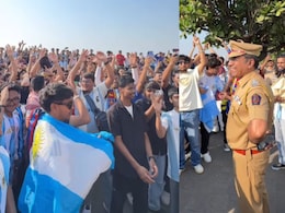 VIDEO Viral: मेस्सी फॅन्सची 'हटके स्टाईल'! एका सुरात घोषणाबाजी, मुंबई पोलिसांच्या चेहऱ्यावरही फुललं हसू