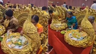 इस बंदे ने सिखा दी अमीरों को अमीरी! सोने के सिंहासन पर शादी का खाना खा रहे थे मेहमान, जैसे कोई फिल्म चल रही हो