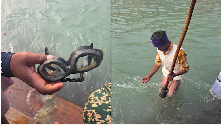 गंगा जी में देसी जुगाड़ के जरिए पेट पालते हैं ये लोग, बर्फीले पानी में घंटों तक बिना थके करते हैं काम
