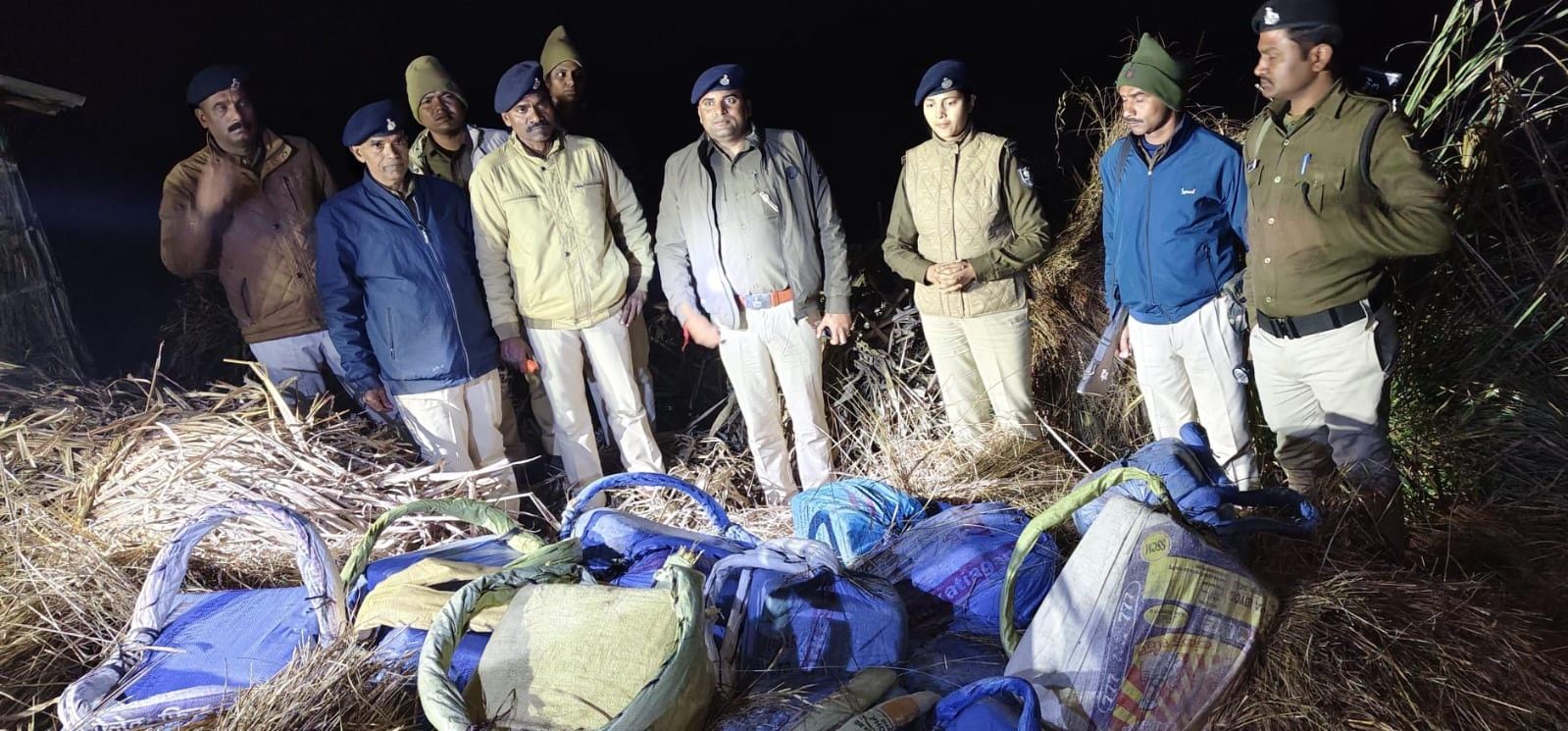 पुआल के ढेर में छिपा था 'नशे का खजाना': बगहा पुलिस ने बरामद किया 203 किलो गांजा, तस्करों की साजिश फेल