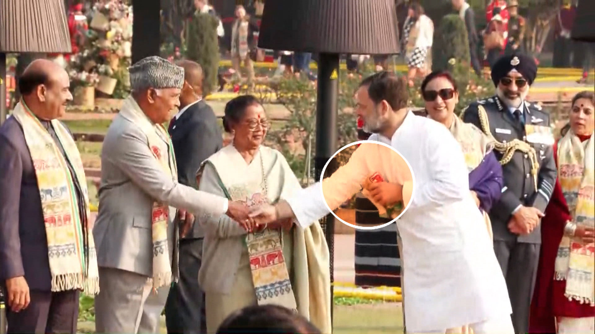 Rahul Gandhi Sets Aside Assamese 'Gamosa' At Rashtrapati Bhavan Reception