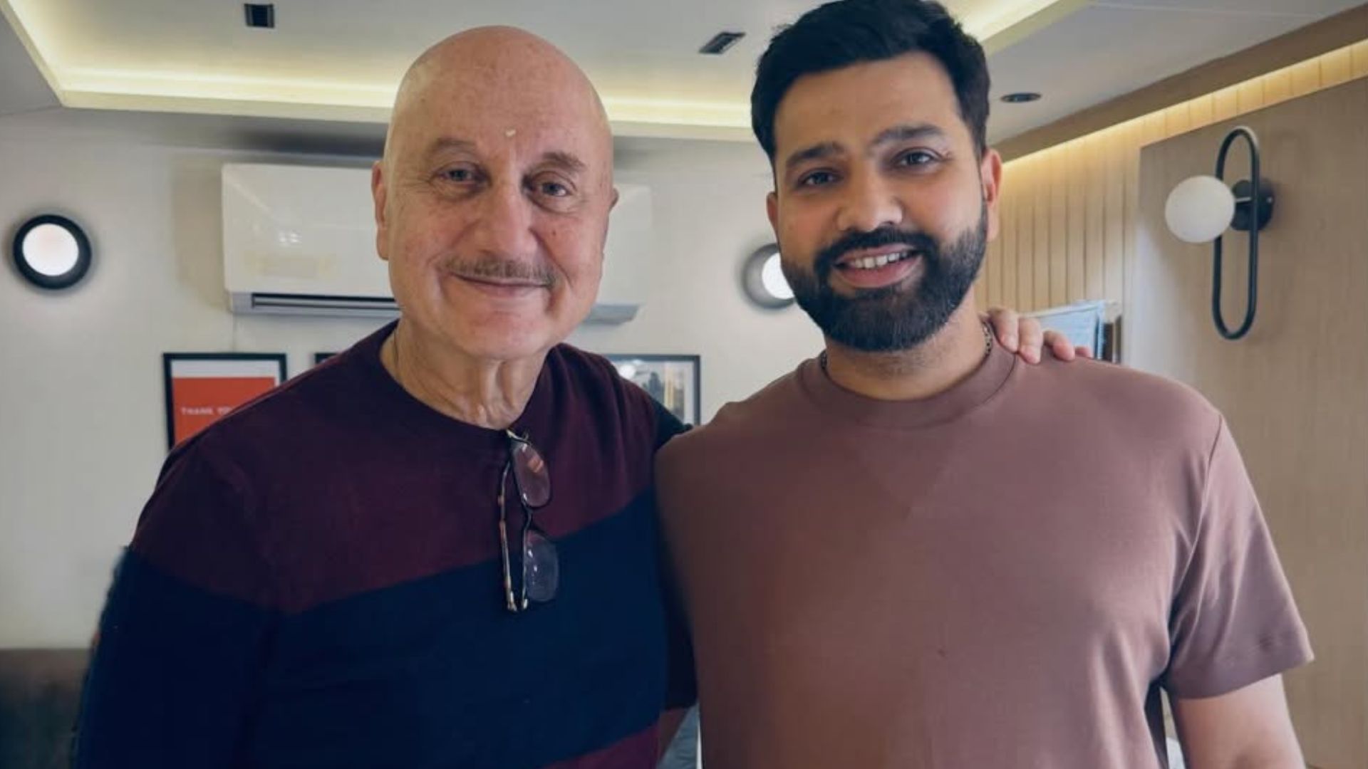 Anupam Kher Accidentally Meets His "Favourite Cricketer" Rohit Sharma, See Pics