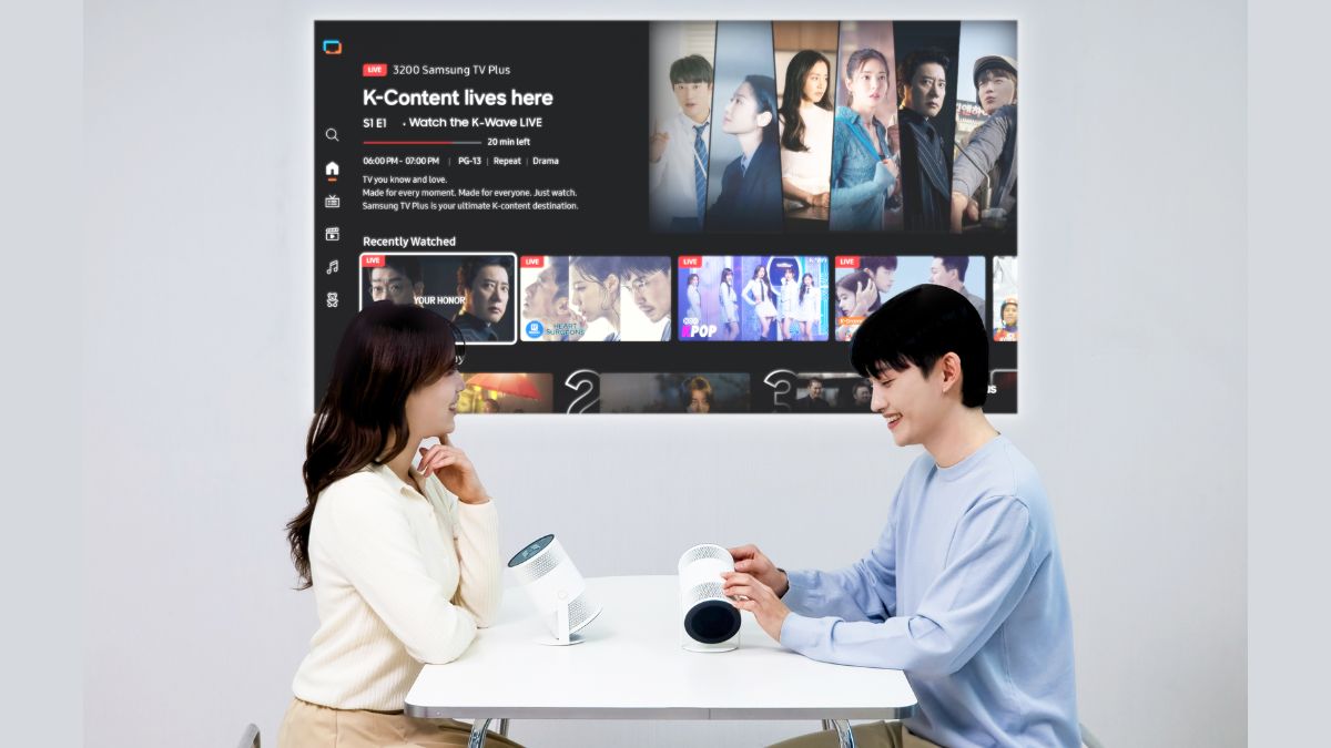 સેમસંગ પ્રોજેક્ટર 180 ડિગ્રી સુધી ફરવા માટે સક્ષમ છે