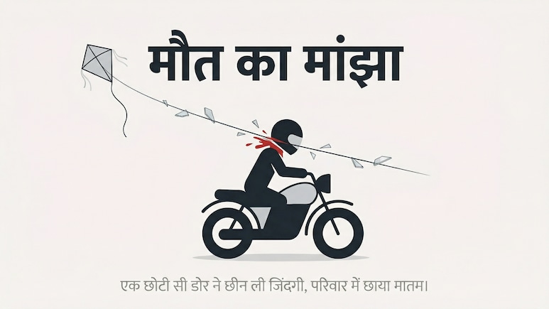 पतंग के मांझे ने छीन ली जिंदगी, बेटी को आखिरी कॉल कर बाइक सवार ने तोड़ दिया दम