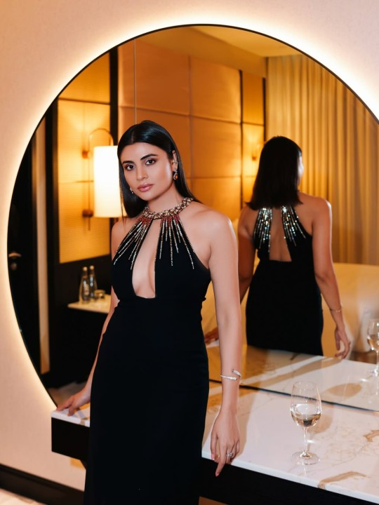 Malti Chahar Serves Red‑Carpet Drama in a Sculpted Black Dress