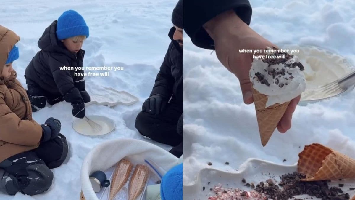 Family Churns Ice Cream Outdoors In The Snow, Viral Video Amazes The Internet