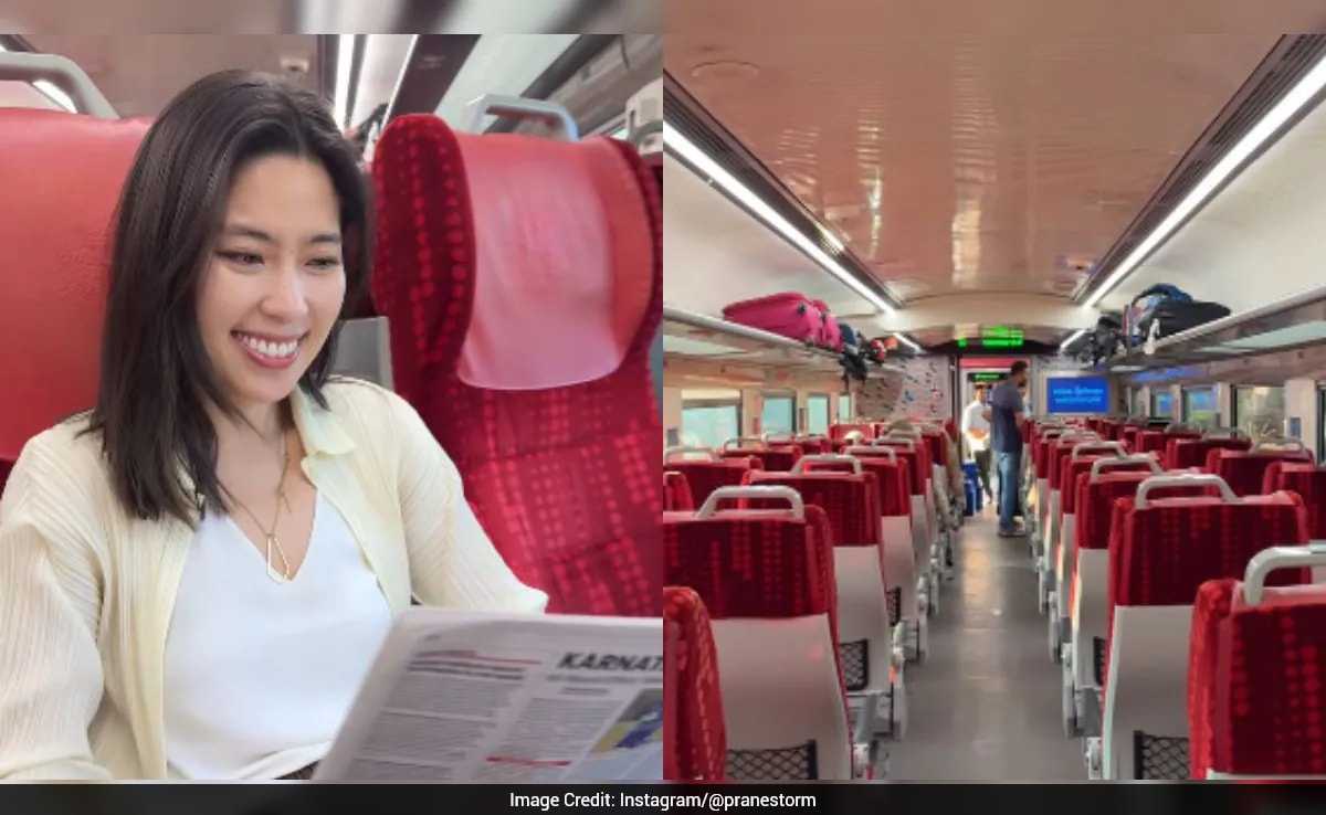 Foreign Woman Impressed by Vande Bharat Train