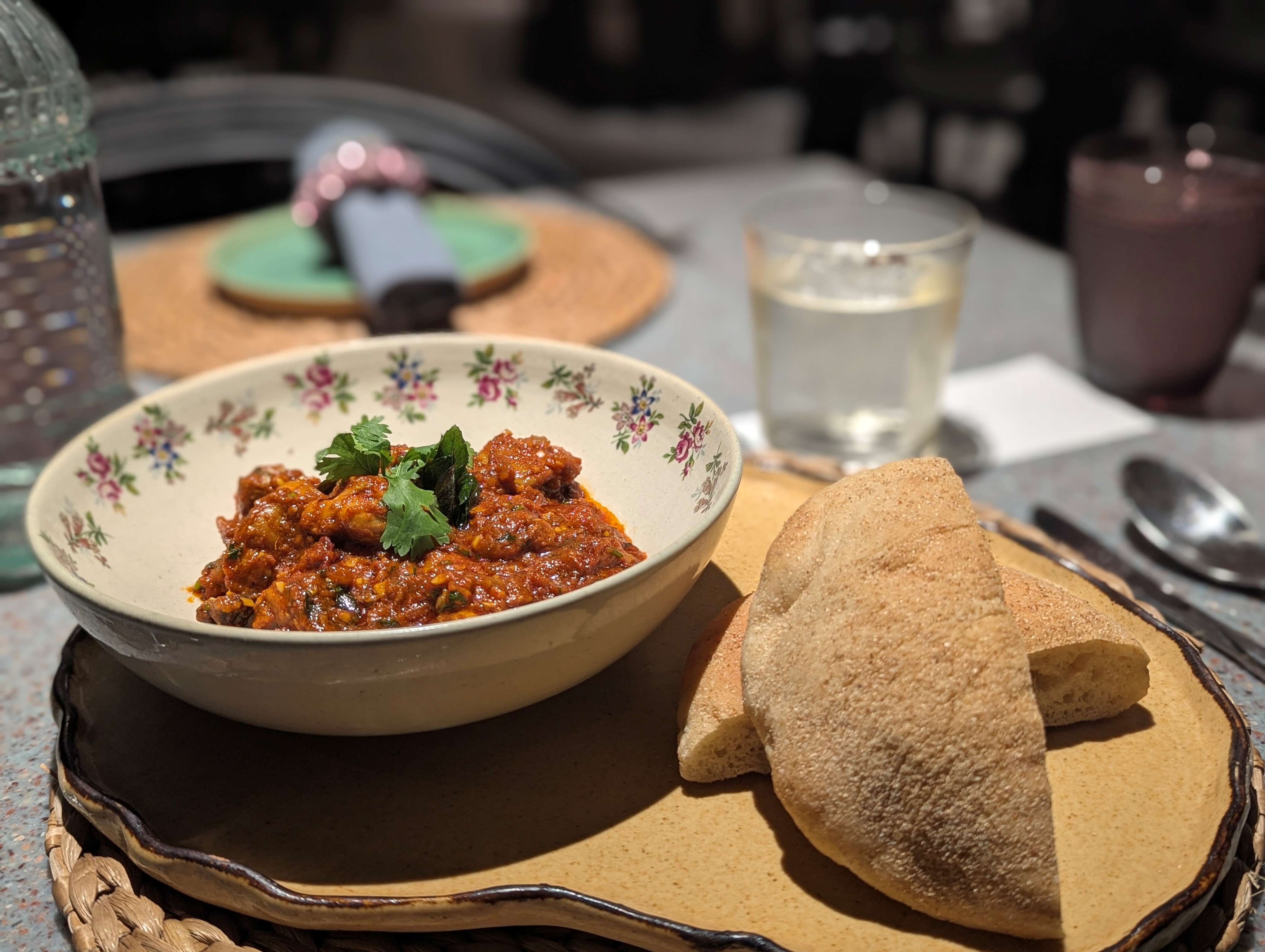 Chicken Ghee Roast with Poie. Photo: Author Chicken Ghee Roast with Poie. Photo: Author