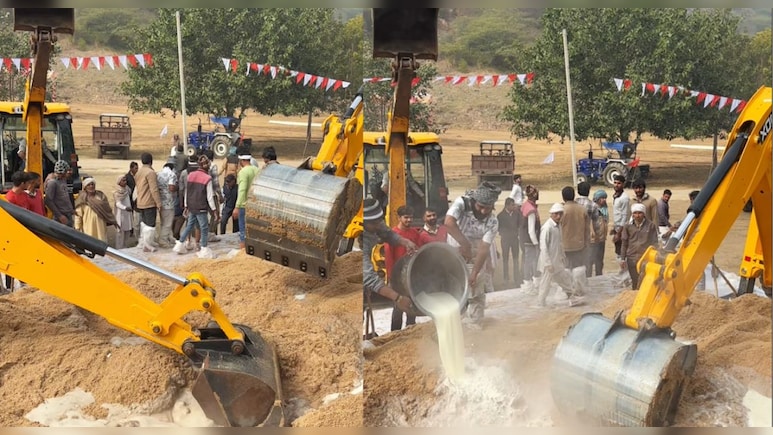 राजस्&zwj;थान में JCB, ट्रैक्&zwj;टर और थ्रेसर से बनाया गया 651 क्विंटल चूरमा, बनाने में लगा 35 क्विंटल देसी घी&nbsp;