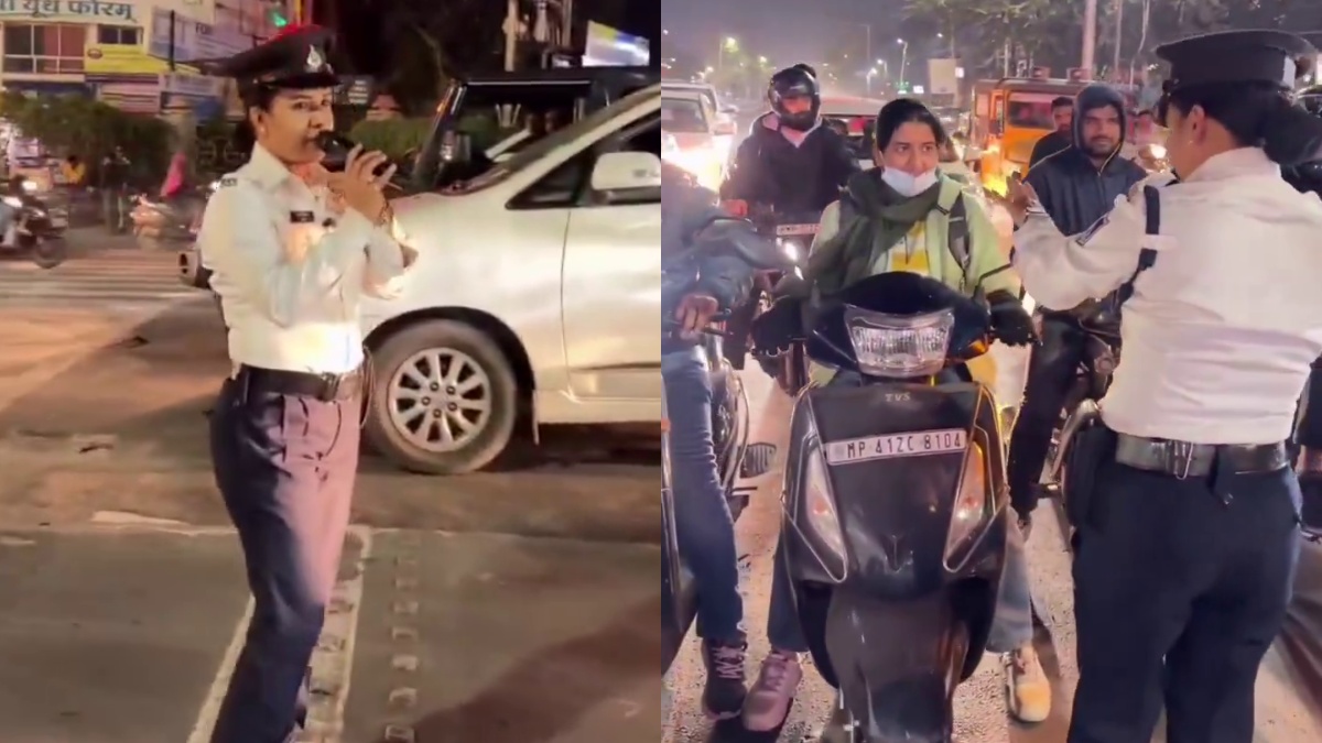 गले में स्कार्फ चाइनीज मांझे से कैसे बचाएगा? इंदौर में महिला ट्रैफिक पुलिस ने बताया तरीका, देखें VIDEO