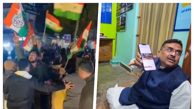 काफिले पर हमले के बाद थाने में धरने पर बैठे सुवेंदु अधिकारी, बोले- यह विपक्ष की हर आवाज पर हमला