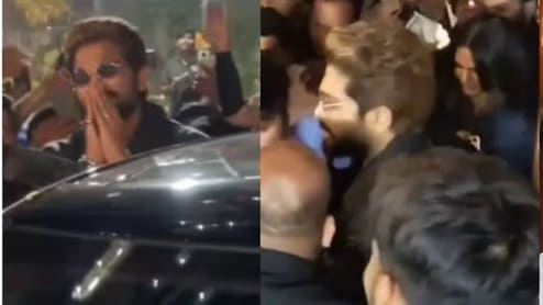 Allu Arjun Shields Wife Sneha Reddy After Being Mobbed By Fans In Hyderabad