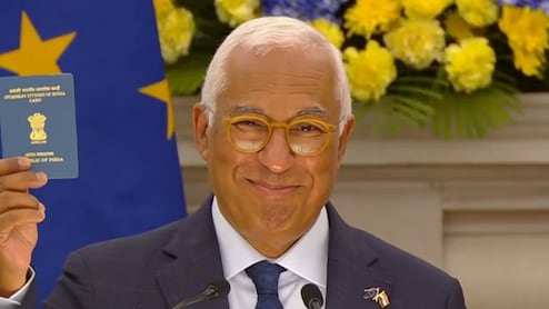 Video: European Council Chief Antonia Costa Flaunts OCI Card As India, EU Seal Trade Deal