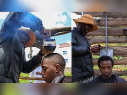 कैंची और कंघी की जगह...फावड़े और प्रेस से करता है हेयरकट...इंटरनेट पर वीडियो आते ही हुआ वायरल